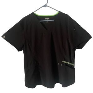 Pre Owned Women’s Scrubstar Scrub Scrubs Top Black Green XXL Practical Comfort